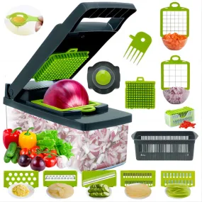 16 in 1 Multifunctional Vegetable Chopper Onion Chopper Handle Food Grate Food Chopper Kitchen Vegetable Slicer Dicer Cut Tools