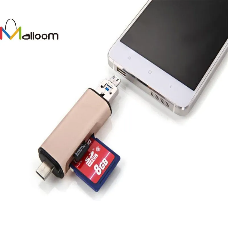 2016 Fashion PC Accessories 3in1 USB3.0   USB 3.1  Aluminum ABS Material Type C TF MS Card Reader Adapter For Sale