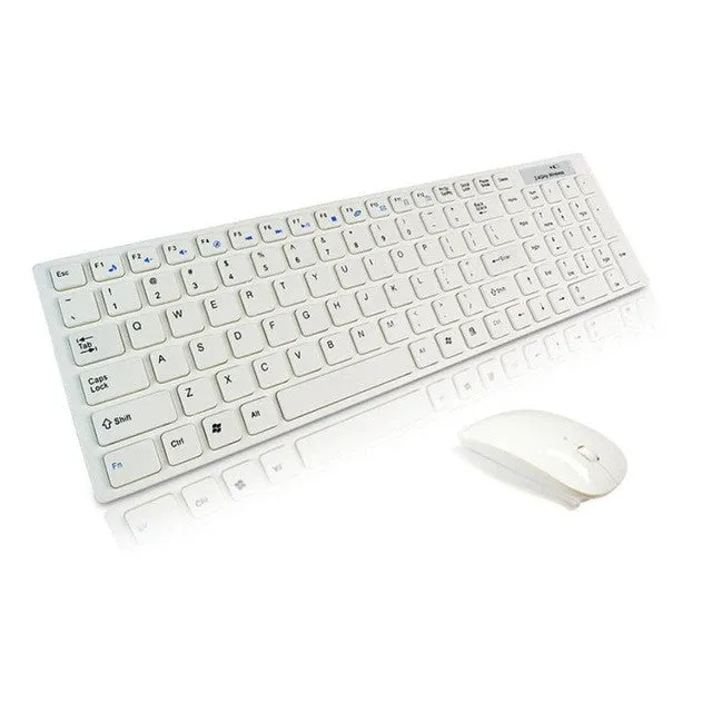 2017 Comfortable to Operate High Quality Mini Ultra thin White 2.4G Cordless Wireless Keyboard and Optical Mouse