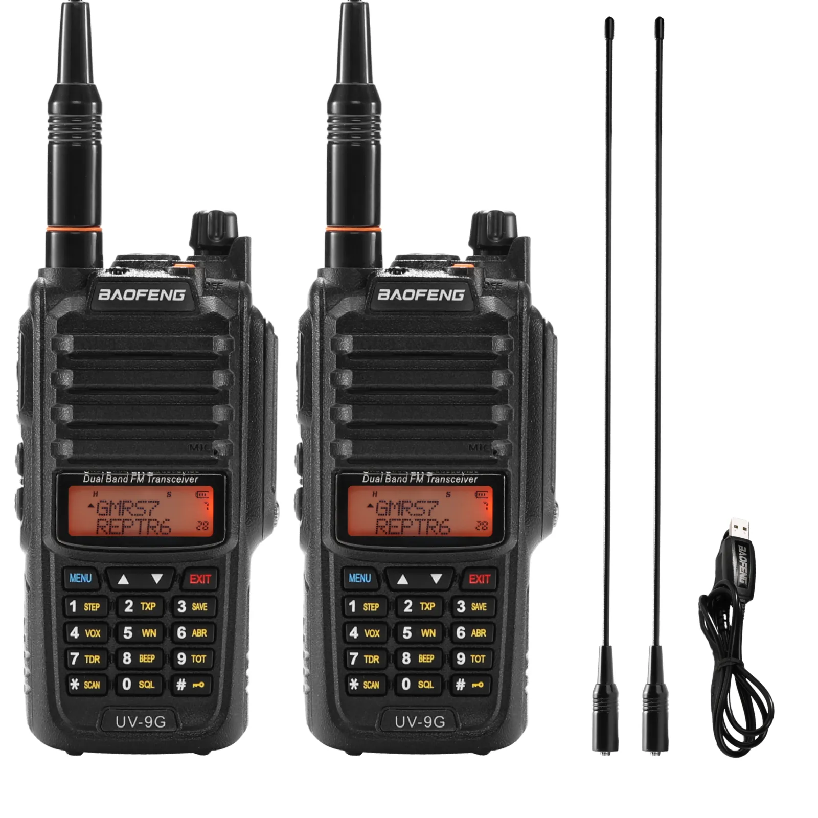 Baofeng UV-9G GMRS Radio [2 Packs] | 5W | IP67 Waterproof | Repeater Capable | V/UHF Scanner | NOAA