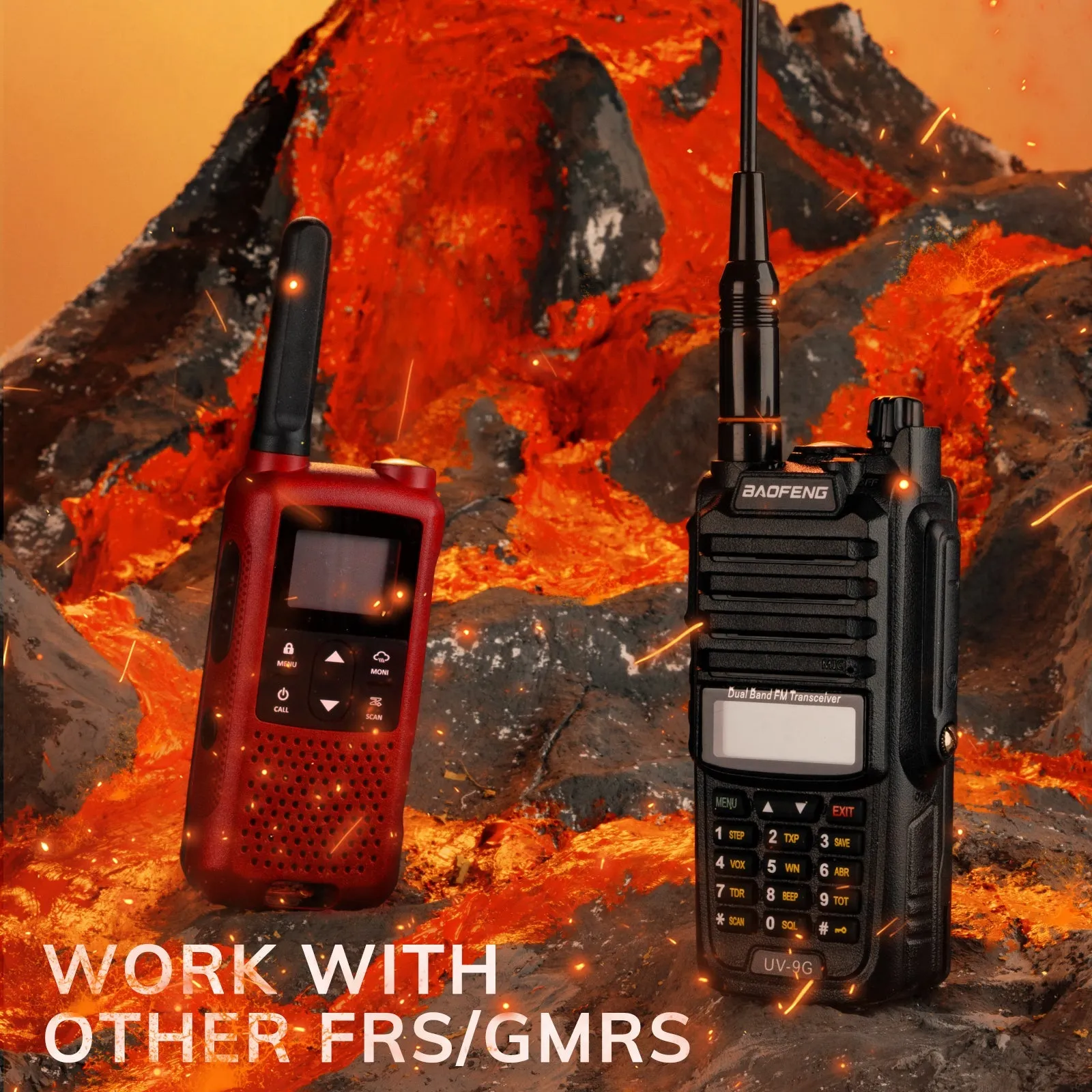 Baofeng UV-9G GMRS Radio [2 Packs] | 5W | IP67 Waterproof | Repeater Capable | V/UHF Scanner | NOAA