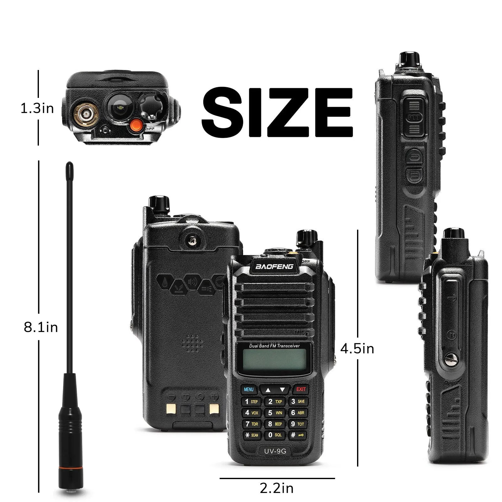 Baofeng UV-9G GMRS Radio [2 Packs] | 5W | IP67 Waterproof | Repeater Capable | V/UHF Scanner | NOAA