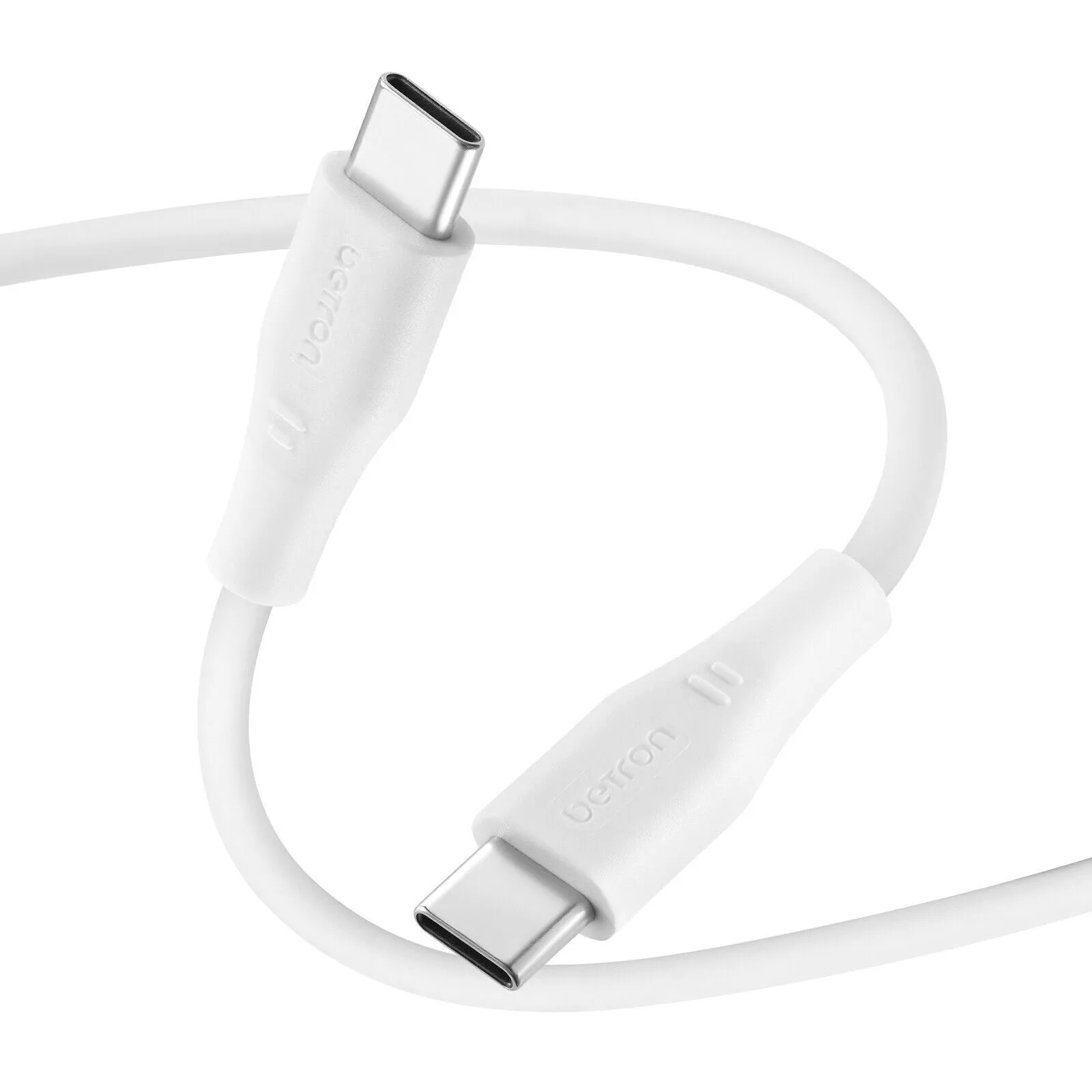 Betron USB-C To Type C Cable, Fast Charge Data Transfer Heavy Duty - 0.5 m, 1 m, 2 m, Black or White