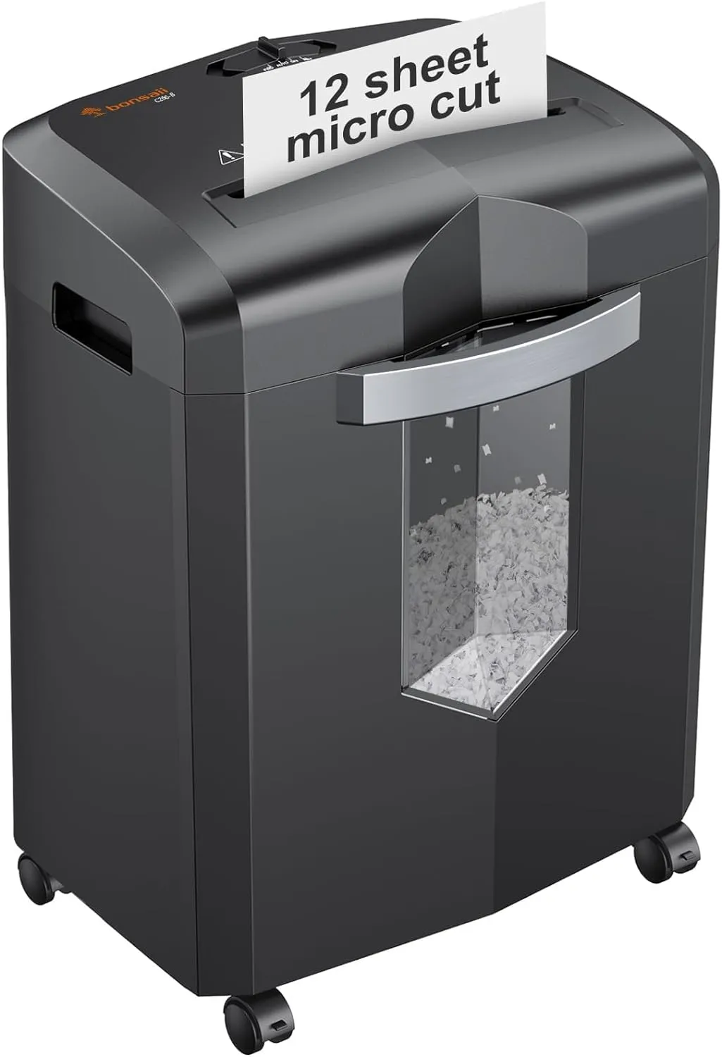 Bonsaii 12-Sheet Micro Cut Paper Shredder for Home Office, P-4 Security Level, Jam-Proof, 4.2 Gal Pullout Bin