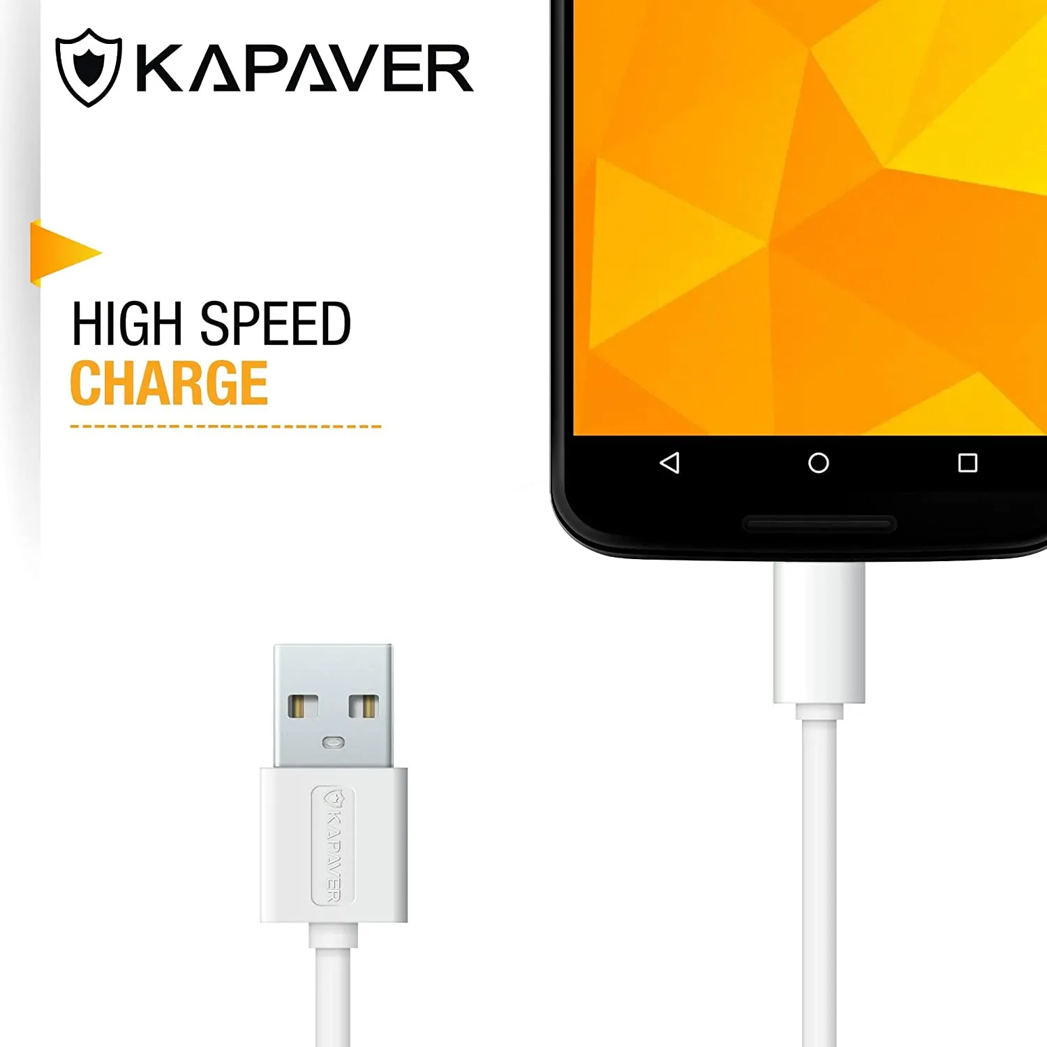 KAPAVER Micro USB Cable For Charging & Sync Data to Android Smartphones 1 meter - White