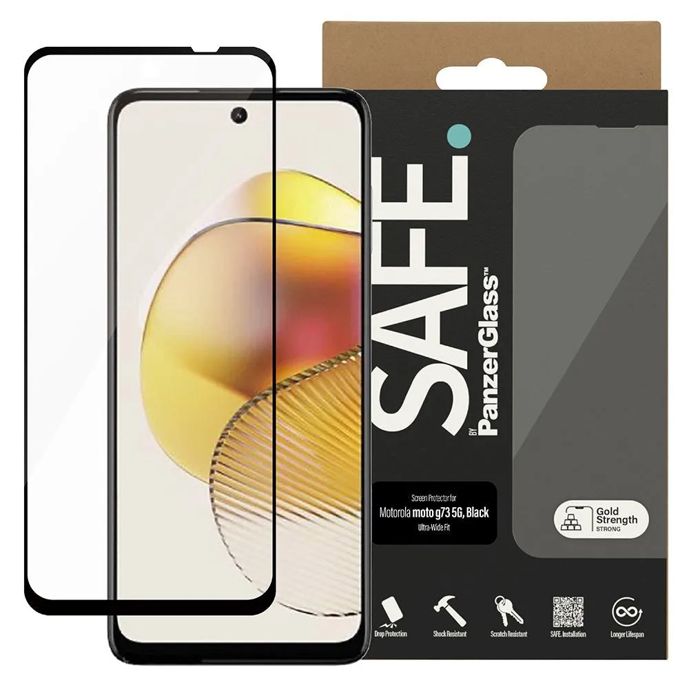 Motorola Moto G73 Safe By PanzerGlass® Ultra-Wide Fit Skærmbeskyttelse - Case Friendly - Gold Strength - Gennemsigtig