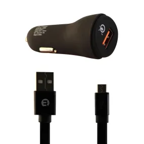 mWorks mPower Car Charger With Micro USB Cable Sync Cable Pack - Black