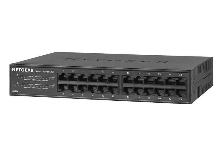 Netgear 24-Port Gigabit Ethernet Unmanaged Switch (GS324) - Desktop, Wall, or Rackmount, Silent Operation