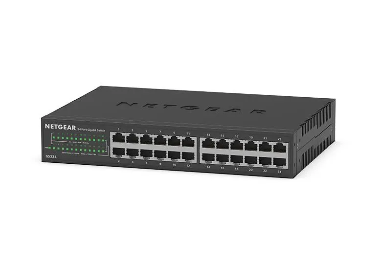 Netgear 24-Port Gigabit Ethernet Unmanaged Switch (GS324) - Desktop, Wall, or Rackmount, Silent Operation