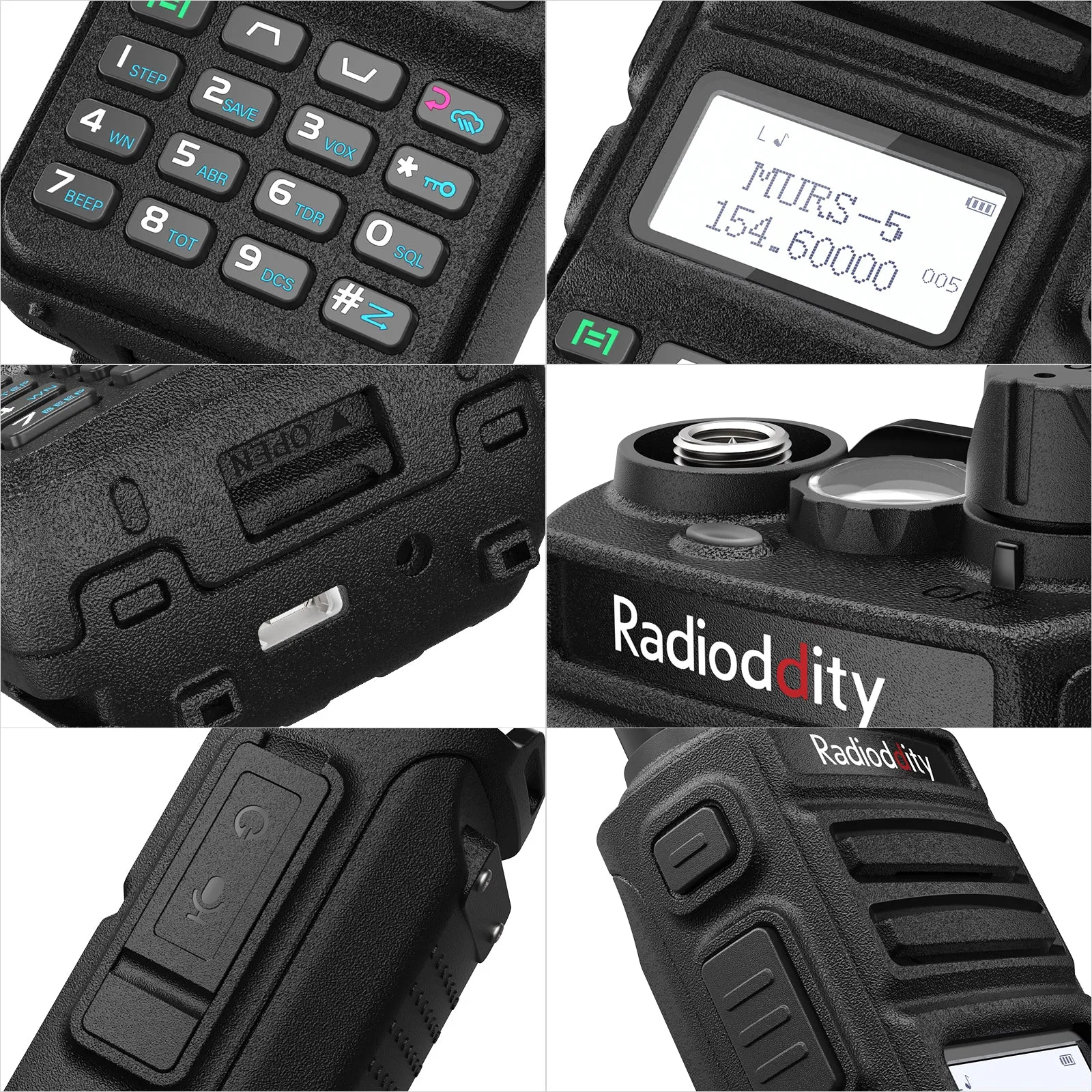 Radioddity MU-5 MURS Radio | 250 Channels | License Free | USB-C Charging | Display Sync | VOX | NOAA