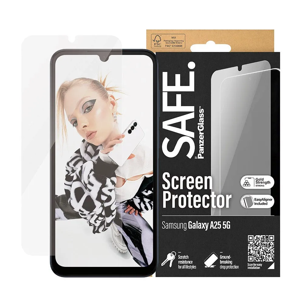 Samsung Galaxy A25 (5G) Safe By PanzerGlass® Ultra-Wide Fit Skærmbeskyttelse - Case Friendly - Gold Strength - Gennemsigtig