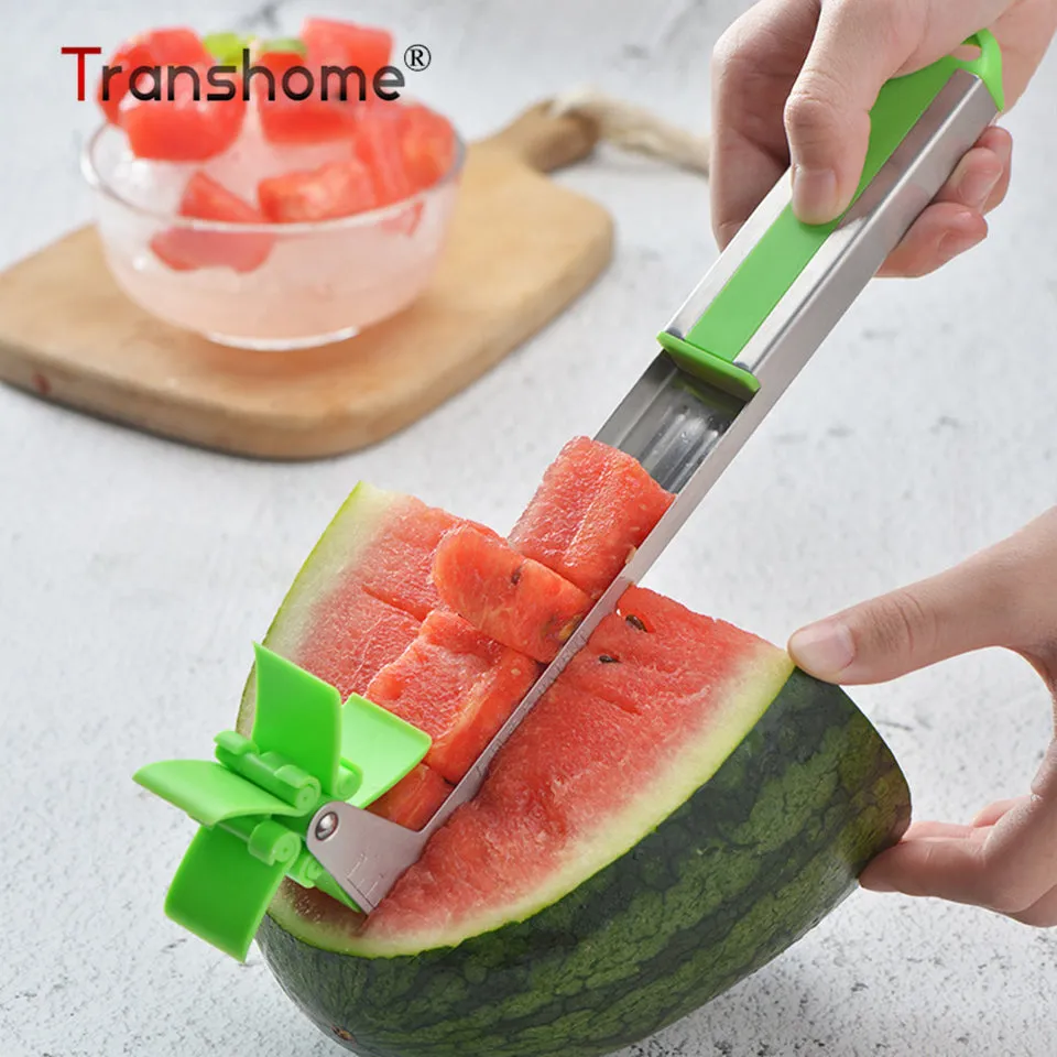 Transhome Watermelon Slicer Cutter Stainless Steel Windmill Cut Watermelon Artifact Fruit Cutter Kitchen Gadgets Fruit Tool 2019