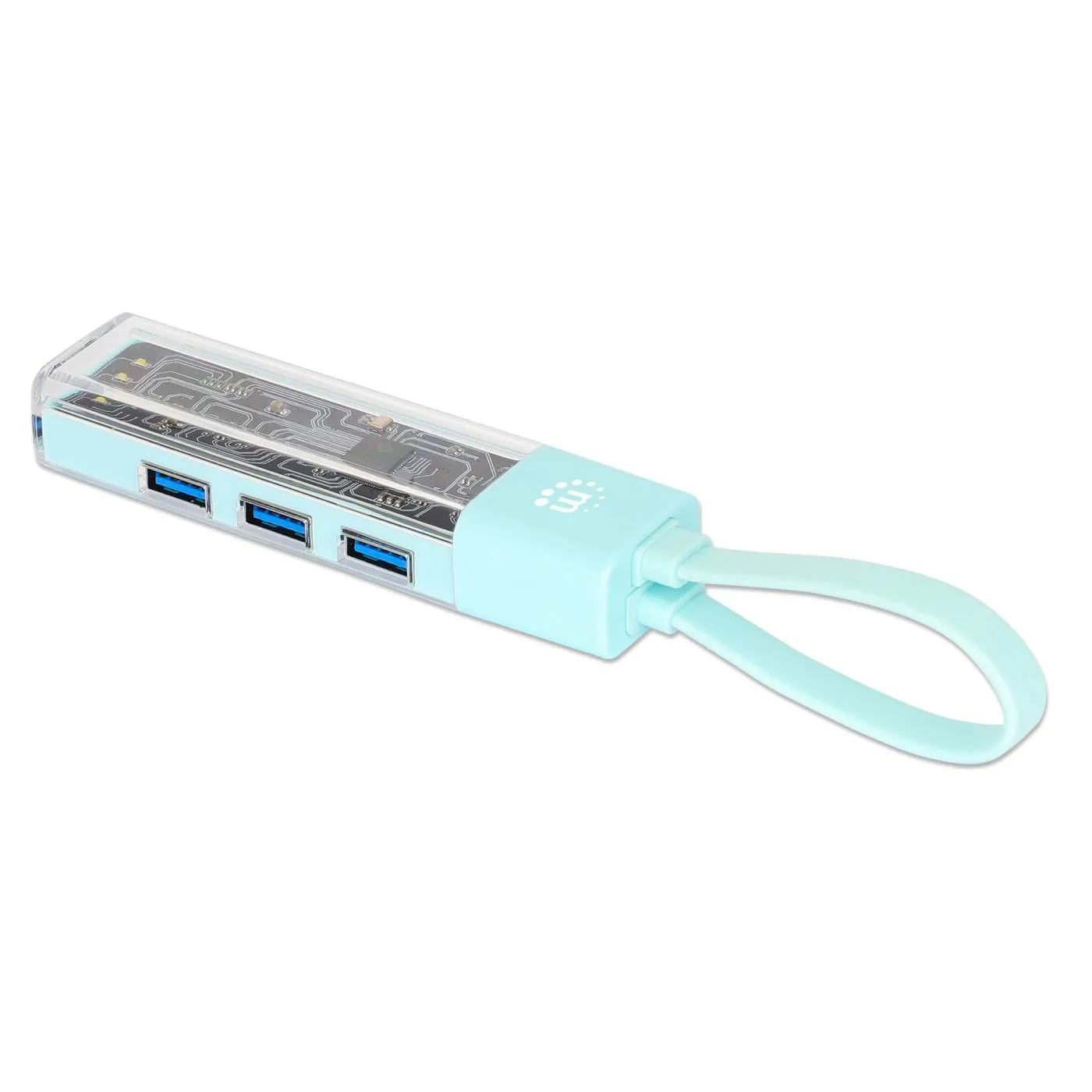 Transparent 4-Port USB 3.0 Type-C / Type-A Combo Hub