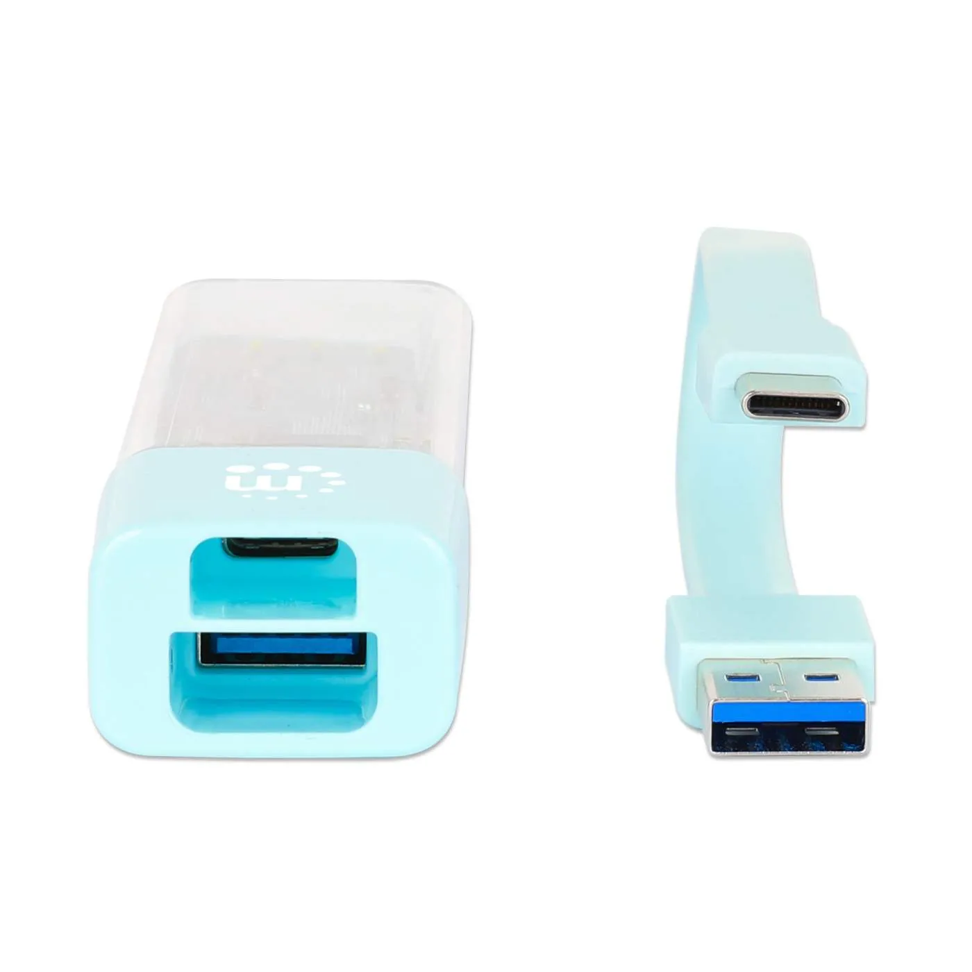 Transparent 4-Port USB 3.0 Type-C / Type-A Combo Hub