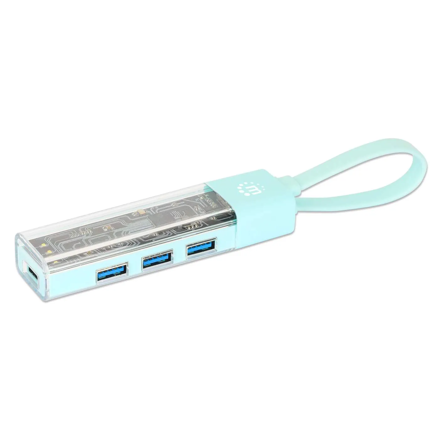 Transparent 4-Port USB 3.0 Type-C / Type-A Combo Hub