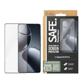 Xiaomi Redmi 14T / 14T Pro Safe By PanzerGlass® Ultra-Wide Fit Skærmbeskyttelse - Case Friendly - Gold Strength - Gennemsigtig / Sort Kant